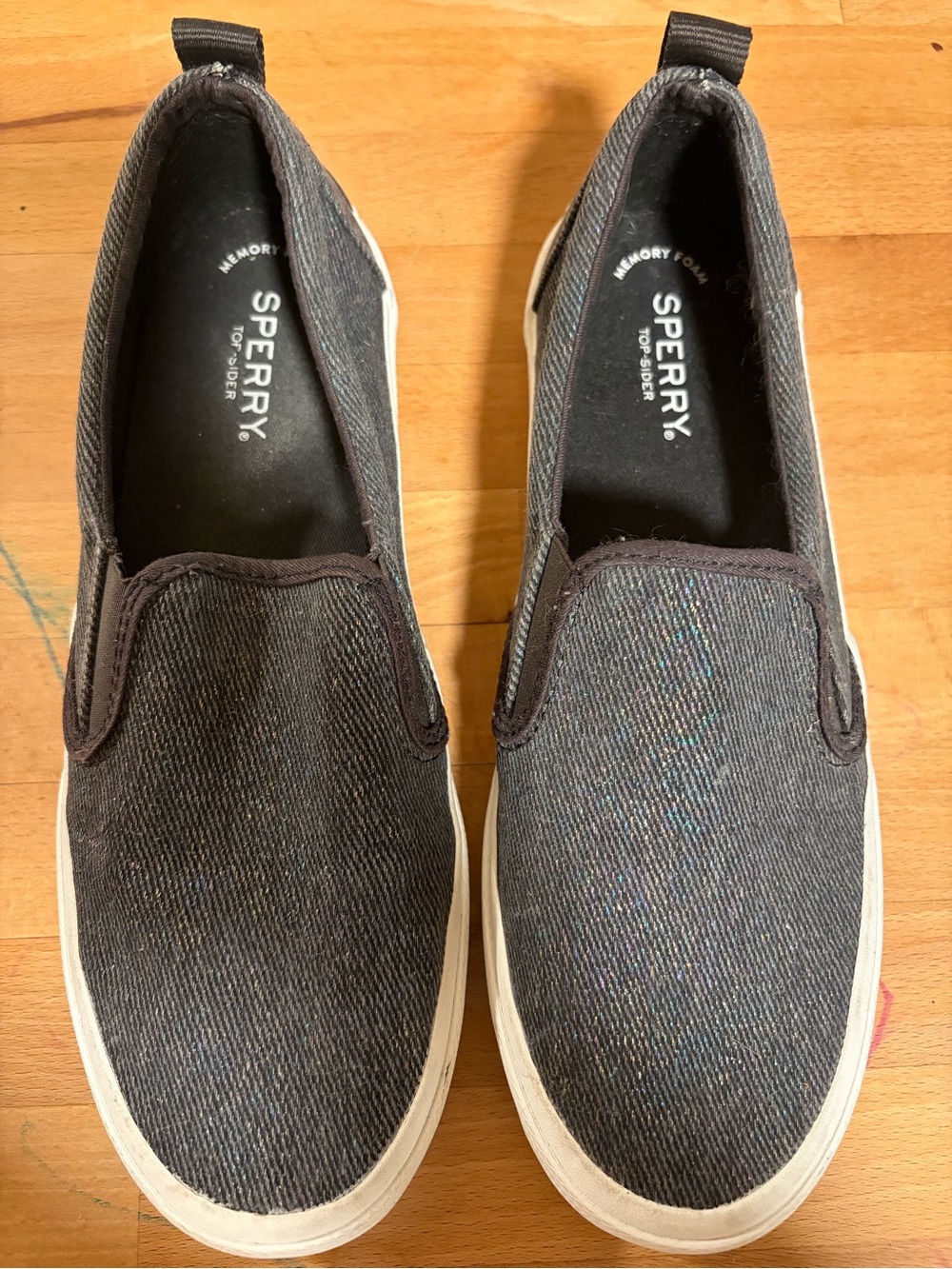 Sperry Womens Size 9 M Pier Wave Twin Gore Iridescent Sparkle Slip On Sneakers